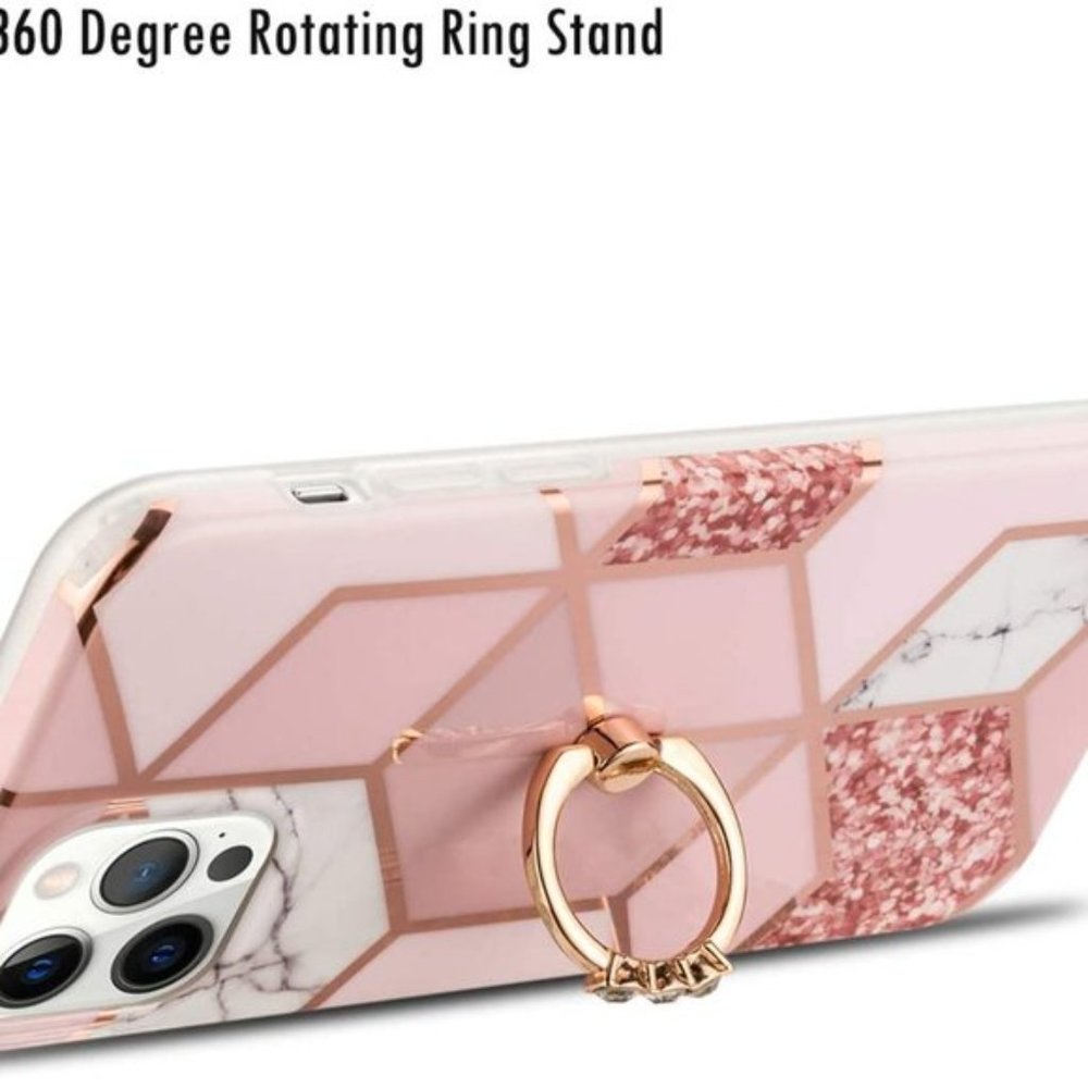 iPhone 12 Pro Max Marble Ring Glitter Holder Case - Picture 5 of 7